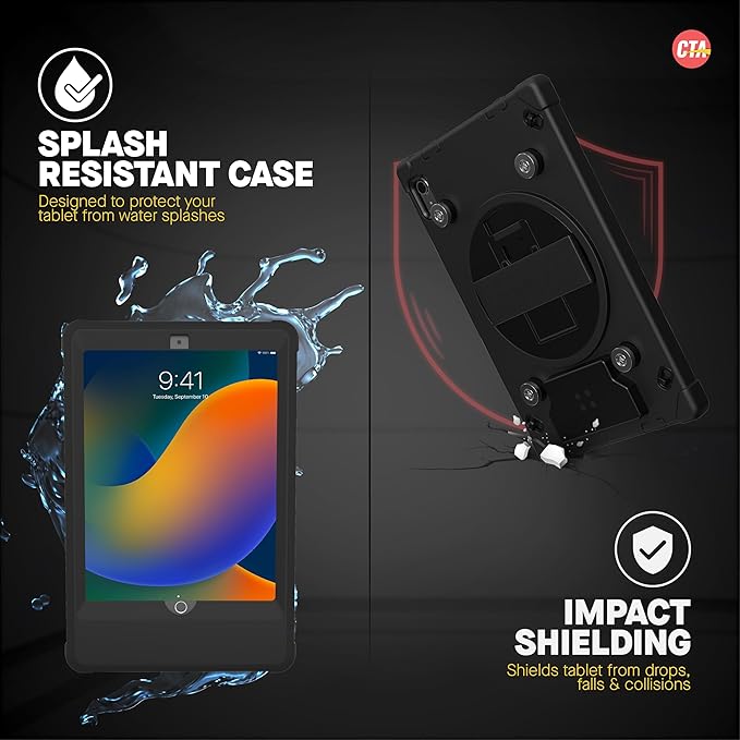 iPad Wireless Charging Case - CTA Wireless Magnetic Charging Case with Security &amp Splash-Proof Impact-Resistant Thick Silicone Cover for iPad 10th Generation 10.9” (PAD-SICCB109)