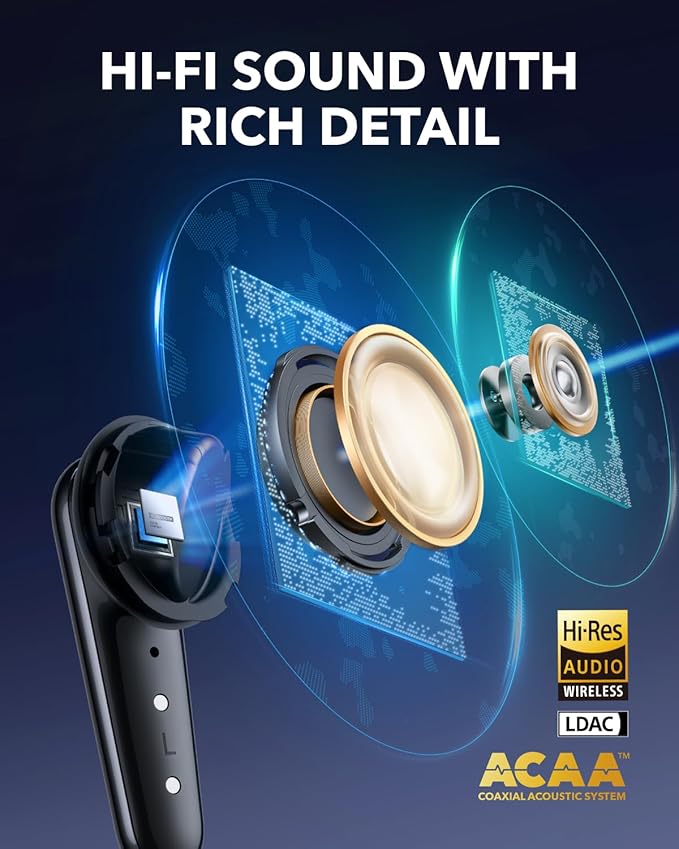 Soundcore Liberty 4 Pro by Anker Noise Cancelling Wireless Earbuds 7-Sensor and Real-Time Adaptive Noise Cancelling 2× Faster Charging Studio-Level Hi-Fi Music Clear Calls with 6 Mics and AI