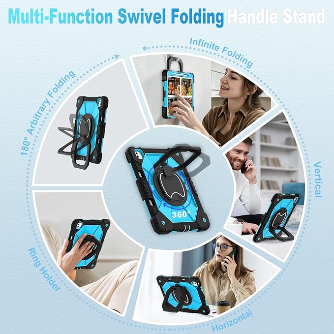 WESOROL Case for iPad Pro 13 Inch M5 2025/M4 2024 (7th Gen) with Screen Protector/360° Rotating Stand/Pencil Holder/Shoulder StrapMilitary Grade Shockproof iPad Case 13 Inch iPad Pro M5/M4Black Blue