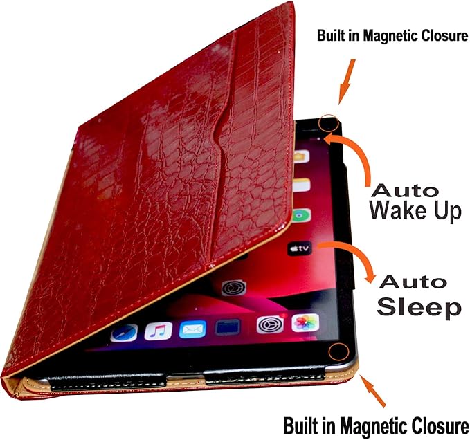 Case for iPad 9th 8th 7th Generation 360 Rotating Smart Cover Folio Stand with Pocket Auto Wake Up/Sleep for 2021 2020 2019 iPad 10.2 A2197 A2198 A2199 A2200 A2602 A2603 (Crocodile)