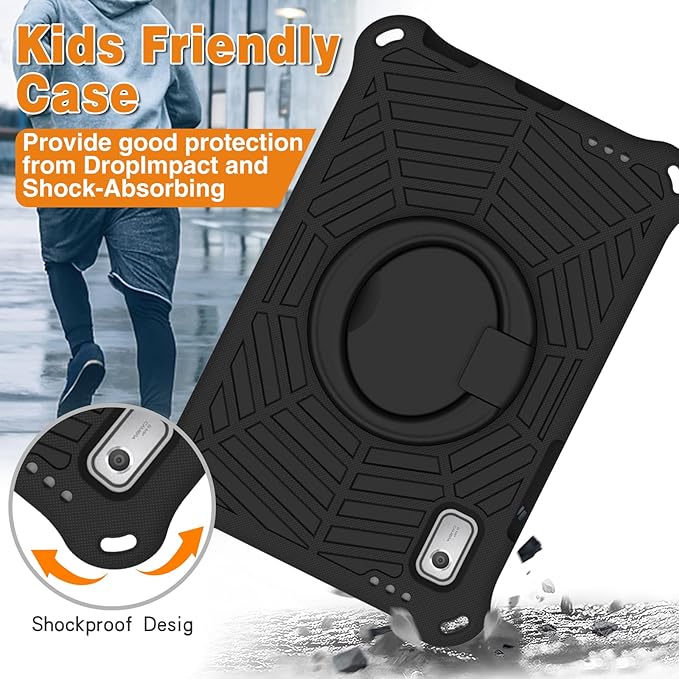 Compatible with Lenovo Tab M9 9.0 inch (TB-310FU) 2023 Case Tablet for Kids Light Weight EVA Rugged Shockproof Full Cover 360 Rotating Handle Stand Case (Black)