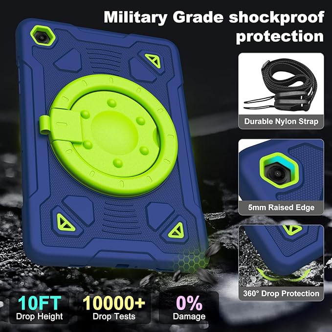 for Samsung Galaxy Tab A11 Plus/A9 Plus case with Screen Protector/ 360° Rotating Stand/Shoulder Strap Cover for Galaxy Tab A11+Plus/A9+ Plus 11 inch 2025/2023