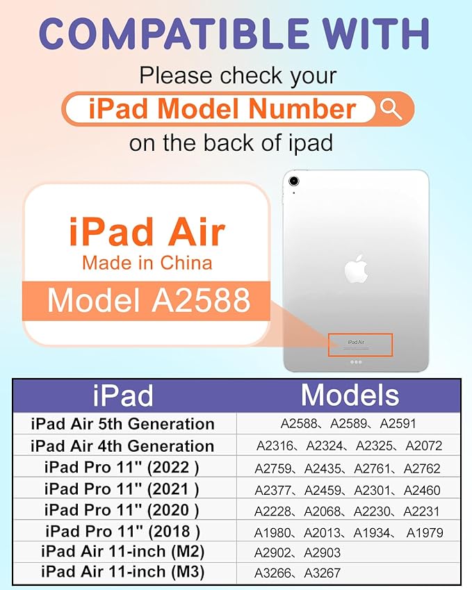 for iPad Air 11 inch Case Air 5th/4th Generation 10.9 Pro 11'' Case Women Girls for Apple Pencil Holder Cute Sun and Moon Stars Rotating Folio Cover for iPad Air 5/4 (2022/2020)/Pro 11