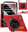 BRAECN for iPad Pro 13 inch Case M5 2025 &amp M4 2024 Heavy Duty Shockproof Protective with Pencil Holder Screen Protector 360°Rotating Stand Handle &amp Shoulder Strap Full Body Cover Kids Friendly