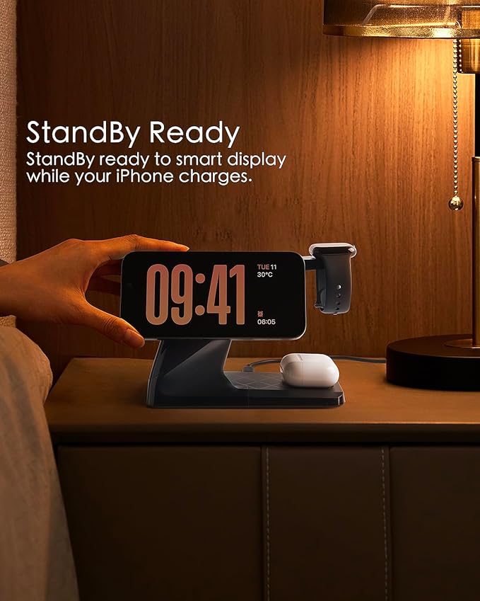 3 in 1 Charging Station for Apple Devices Mag-Safe Charger Stand Wireless Charger for iPhone 16/15/14/13/12 Series&amp AirPods&amp iWatch