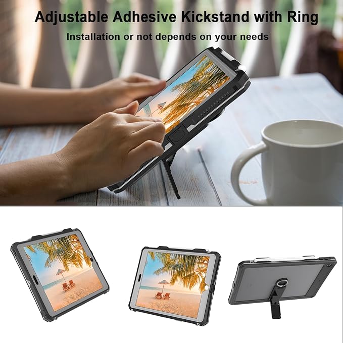 ShellBox Case for iPad 10.2 9th/8th/7thFull-Body Protective Casewith Magnetic Pencil HolderKeyboard InterfaceIP68 Waterproof Case for iPad 10.2 Inch 2019-2021 (Black)