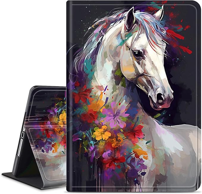 Flowers and white horses