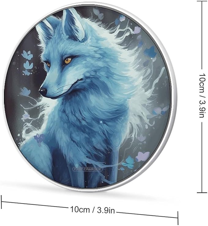 Blue Fox Wireless Charger Fast Wireless Charging Pad with USB Cable 10W Anti-Slip Magnetic Wireless Charger Portable Slim Charger Puck Travel Charging Station