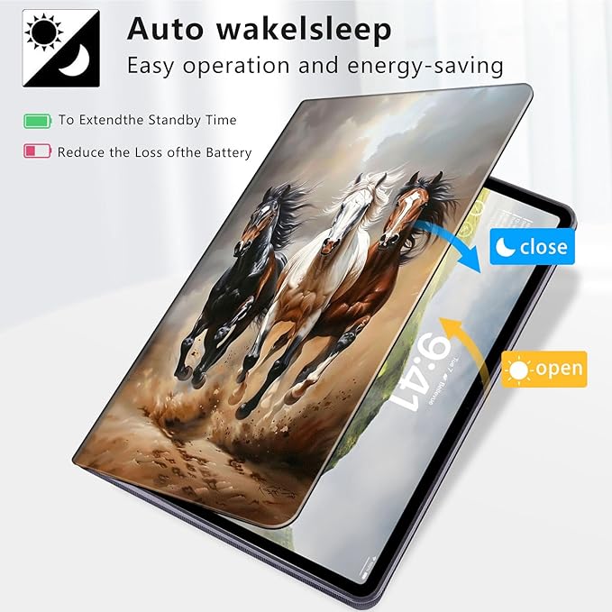 Case for iPad Pro 13-inch (M4) 2024 Slim PU Leather Folio Stand Cover for iPad Pro 13 Inch M4(2024) with Auto Wake/Sleep Durable Protection Three Horses