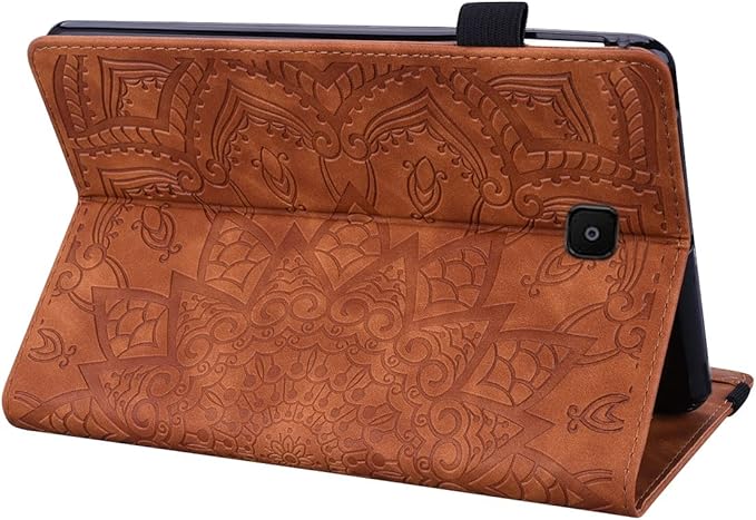 YEMENGHUA Heavy Duty Protection Compatible with Samsung Galaxy Tab A 8.0 T387 SM-T387V T387T T387A Slim Lightweight Embossed PU Leather Flip Holder Tablet PC Case Card Slot Tablet Case(Brown)
