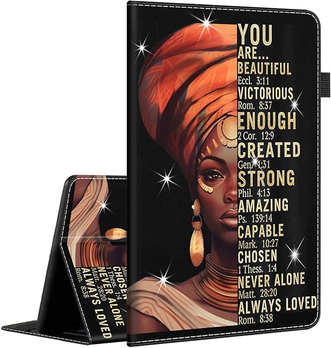 Case Fits Amazon Kindle Fire HD 8 &amp 8 Plus Tablet (12th Generation/10th Generation 2022/2020 Release) 8 Multi-Angle Smart Stand Cover Auto Sleep/WakeAfrican American Women Inspirational Quotes