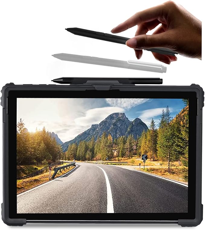 MOSISO Case Compatible with Surface Pro 7 Plus/Pro 7/6/5/4/LTE Heavy Duty Rugged Hard Shell Cover with Shoulder Strap &amp Hand Strap Compatible with Type Cover Keyboard Black