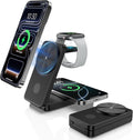 Wireless Charger for Apple Charging Station Dual MagSafe Charger for iPhone 17/17 Pro/17 Pro/iPhone 16 Pro Max//AirPods 3 in 1 Foldable iPhone Charging Station Watch Charger for Apple iWatch Series