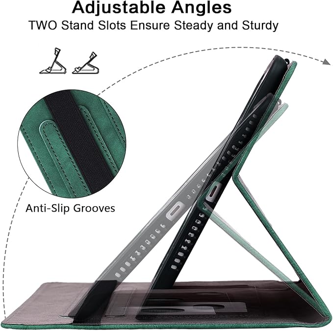 Case for Samsung Galaxy Tab A11+/A11 Plus /A9+/A9 Plus 2025/2023 5G 11 Inch Embossed Lace PU Leather Stand Cover with Elastic Band Card Slots Pen Holder &amp Multi-Angle Viewing - Green