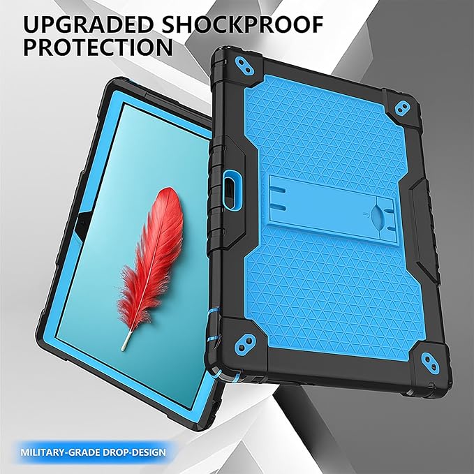 Case for Pritom M10 /quntiCO Y10 /Digiland DL1036 /Voger priorpad X100 /VUCATIMES N10/Gateway 10.1 HD Tab Case with Stand Rubber Hybrid Come with 9H Tempered Glass Film (Black/Blue/2 PCS)