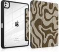 TWOLSKOO Case for iPad Pro 11-inch (M5 2025 / M4 2024) Clear Acrylic Back with TPU Bumper Pencil Holder Trifold Stand Auto Sleep/Wake Brown Waves