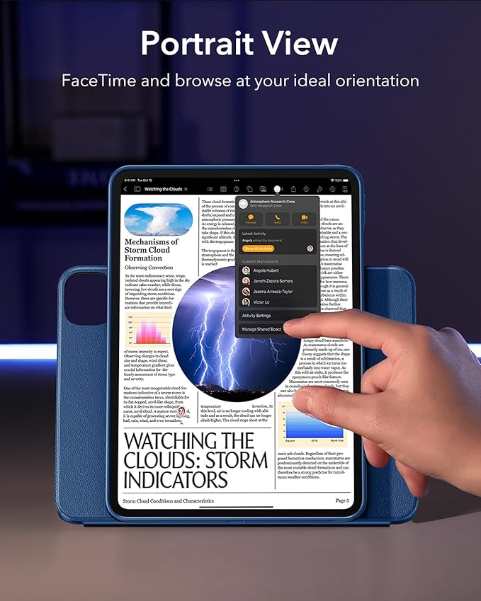 ESR for iPad Pro 13 Inch Case (M5/M4) 2025/2024 Rotating Case with Removable Magnetic Cover Adjustable Portrait/Landscape Stand 9 Standing Angles Shift Series Blue
