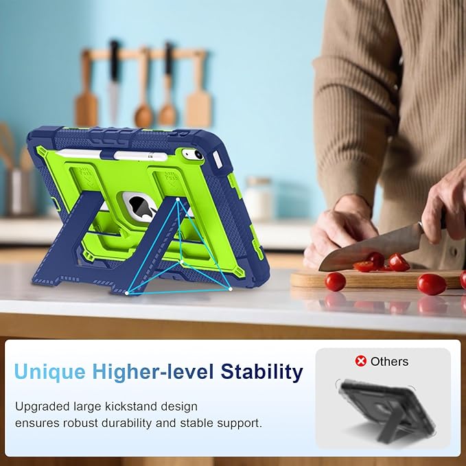 WESOROL Case for iPad A16 11th Generation 11 Inch (2025) iPad 10th Generation 10.9 Inch (2022)i Pad A16 Case Military Grade Shockproof Cases with Pencil Holder Shoulder StrapNavy Green