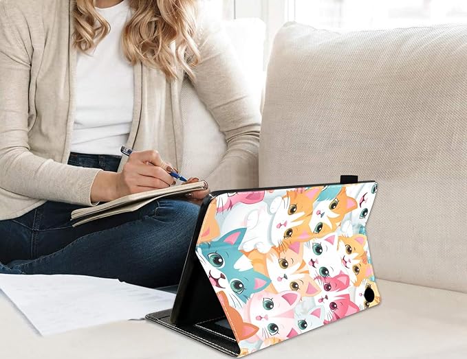 Case for All-New Amazon Fire HD 10 &amp 10 Plus Tablet 10.1 (13th/11th Generation 2023/2021 Release) Slim PU Leather Stand Cover with Card Slot &amp Auto Wake/Sleep Cute Cartoon Cats