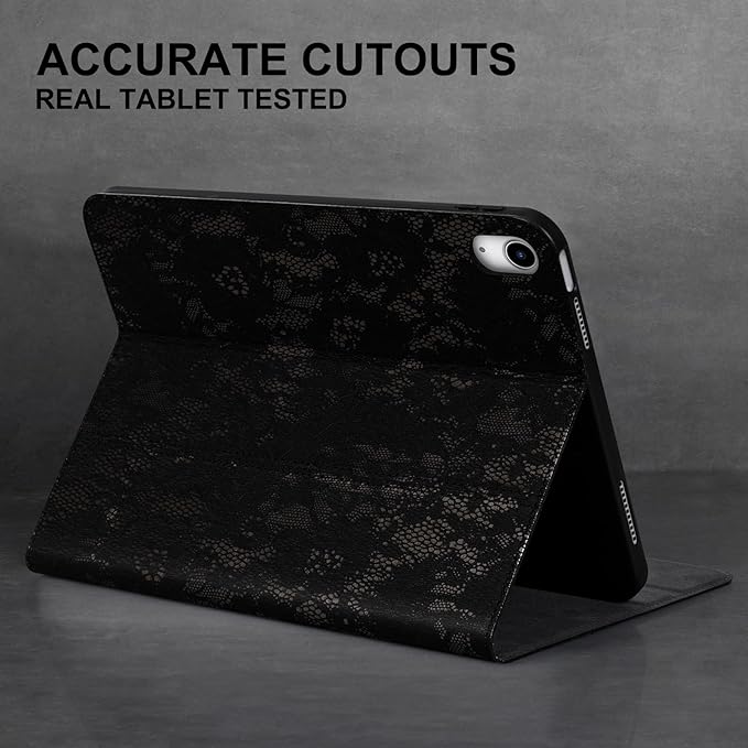 Leather Case for iPad Air 11 Inch M3 2025/ M2 2024iPad Air 10.9 Inch Case 5th/4th Gen. 2022/2020 Full Grain Leather CoverProtective Smart Folio with Auto Sleep/Wake Black Silver