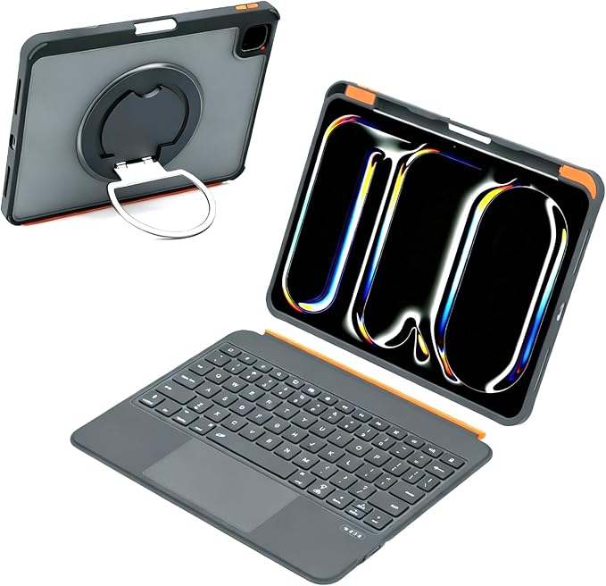 QUARK for iPad 11th(A16)/10th Gen Case with Keyboard Detachable Keyboard Cover for iPad Air 11 inch M3/M2 &amp iPad Pro 11 &amp iPad Air 5/4th360° Rotate Stand &amp 7-Color Backlit Precision Tr