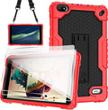 Case for BLU M8L 2022BLU M8L Plus 8 inch Tablet - [Built-in Kickstand] Anti Slip Kids Friendly Shockproof Silicone Protective Cover with Screen Protector (Red/Black/2 PCS)