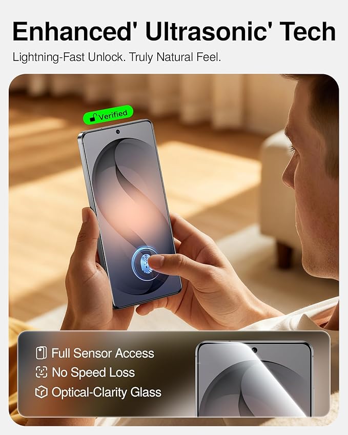SMARTDEVIL Tempered Glass for Samsung Galaxy S25 Ultra Screen Protector [3 Pack]Fingerprint Unlock Compatible HD Anti-Glare 9H Scratch Resistant Fast &amp Easy SmartPull Box Bubble-Free Install