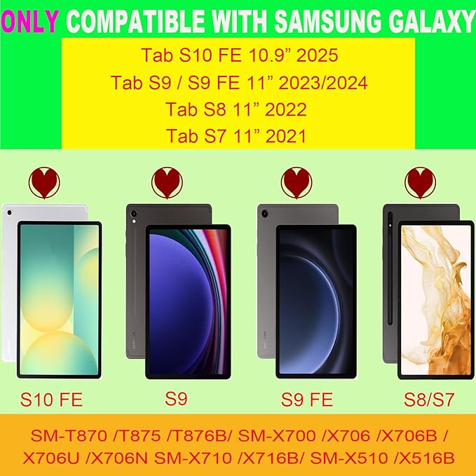 Keyboard Case for Samsung Galaxy Tab S10 FE / S10 Lite 10.9 Inch S9 FE Smart Backlit Keyboard case with Pen Holder for Tab S9 S8 S7 11 Purple