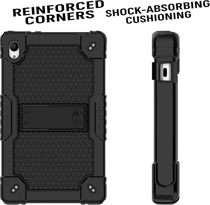 Case for Pritom Tab 10 Lite Tablet/TECLAST P26T/TECLAST P25T/Wetap M10 10.1 inch Tablet Shockproof Firendly Case Built in Kickstand Shoulder Strap with Screen Protector (Black/Black/2 PCS)
