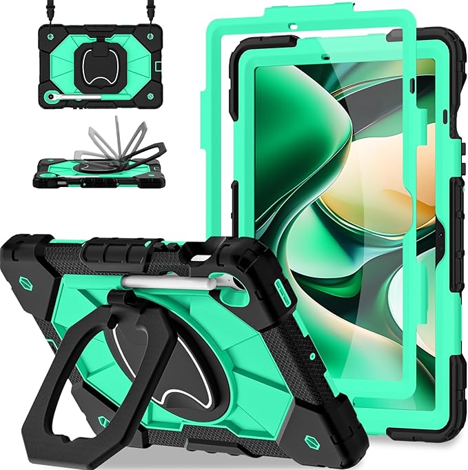 Case for Samsung Galaxy Tab S10 Lite/S10 FE/S9 FE 10.9 Inch &amp Galaxy Tab S9 11 Inch Rugged Samsung S10 FE Tablet Case with Pen Holder 360 Rotating Stand Shoulder Strap Screen Protector Mint