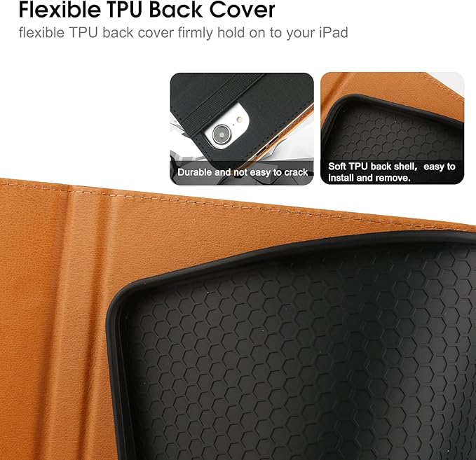 for iPad Air 5th/4th Generation Case 2022/2020 for iPad Air 10.9 Inch Case Cover with Built-in Pencil Holder and Hand Strap Auto Sleep/Wake Multiple Viewing Angles for iPad Air 5/4 Gen Black/Brown