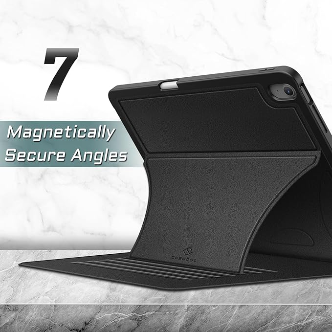 Fintie Magnetic Stand Case for iPad Air 13-inch M4/M3/M2 (2026/2025/2024) - Multiple Angles Shockproof Rugged Soft TPU Cover with Pencil Holder Auto Sleep/Wake Black