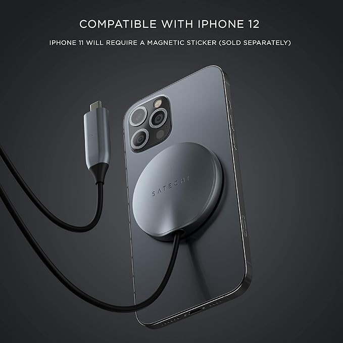 Satechi USB C Magnetic Wireless Charging Cable (Magnetic Wireless Charger) - Compatible with iPhone 16 Pro Max/16 Pro/16/16 Plus iPhone 15 Pro Max/15 Pro/15/15 Plus and More