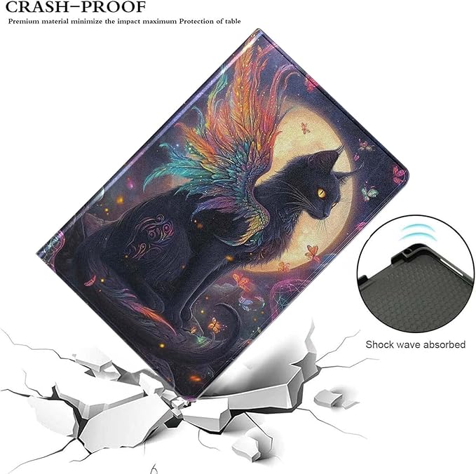 for iPad 5th/6th GeniPad Air 1/2 iPad 9.7 Inch CasePU Leather Cover with Auto Wake/Sleepand Adjustable Viewing Angles.Moon Cat