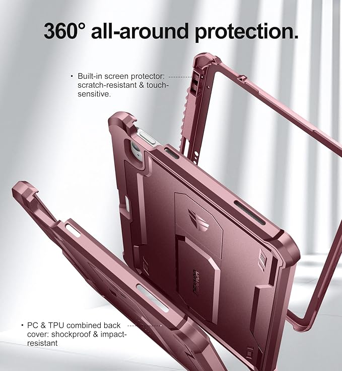 Dexnor Case for iPad (A16) 11th Generation 11 Inch 2025 iPad 10th Generation 10.9 Inch 2022 with Pen Holder [Built-in Screen Protector &amp Kickstand] Heavy Duty Rugged Full Body Protective Cover R
