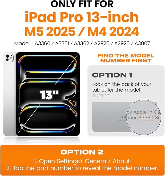 SEYMAC stock Case for iPad Pro 13-inch M5-M4 2025-2024 Shockproof Heavy Duty Case with Screen Protector Pencil Holder Rotating Stand Hand Strap Shoulder Strap Black