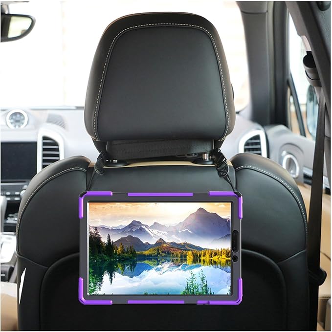 Case for Samsung Galaxy Tab S4 10.5 2018 (SM-T830/T835/T837)Portable Heavy Duty Dropproof Protective Cover Case with 360 Rotating StandHandle &amp Shoulder StrapStylus Pen (New Purple)