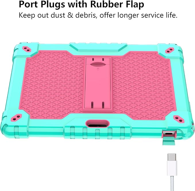 for Vankyo MatrixPad S10 Tab Case YQSAVIOR CUPEISI Coopers YQ10S VIVIMAGE A10 A38 BYANDBY BYYQ10S 10.1 Case Built in Kickstand Shoulder Strap Shell with Screen Protector (Green+Pink/1 Pcs)