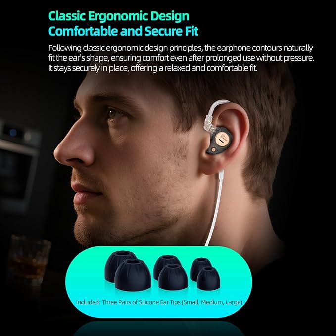 KZ Taurus in Ear Monitor Headphones Horizontal 2DD Gaming Earbuds Wired IEM in Ear Headphones Noise Cancelling Ear Buds Sound Localization in-Ears for Singers Musicians Audiophiles