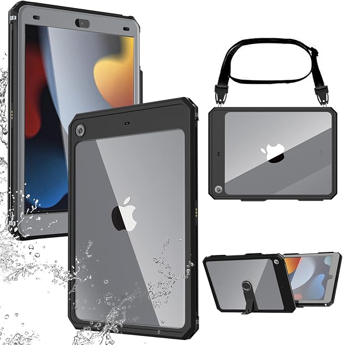 AICase 10.2 iPad 9th/ 8th/ 7th Generation 2021/2020/ 2019 IP68 Waterproof Case with Lanyard Built-in Screen Protector Rugged Waterproof Shockproof Case for Apple ipad 10.2 iPad 9th 8th &amp7th Gen