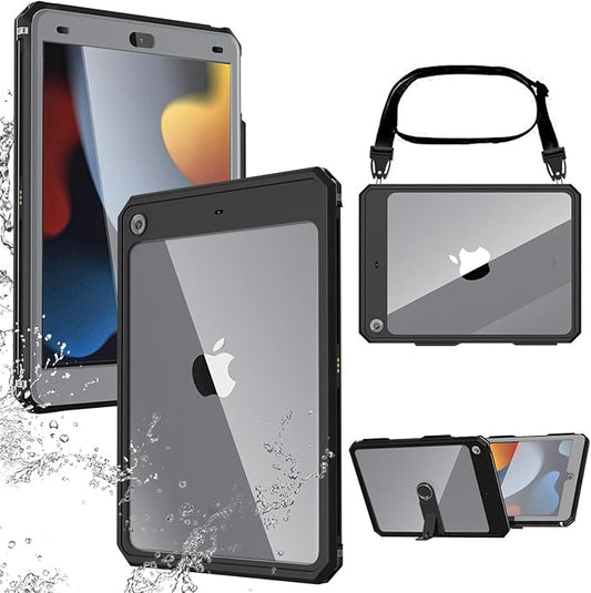 AICase 10.2 iPad 9th/ 8th/ 7th Generation 2021/2020/ 2019 IP68 Waterproof Case with Lanyard Built-in Screen Protector Rugged Waterproof Shockproof Case for Apple ipad 10.2 iPad 9th 8th &amp7th Gen