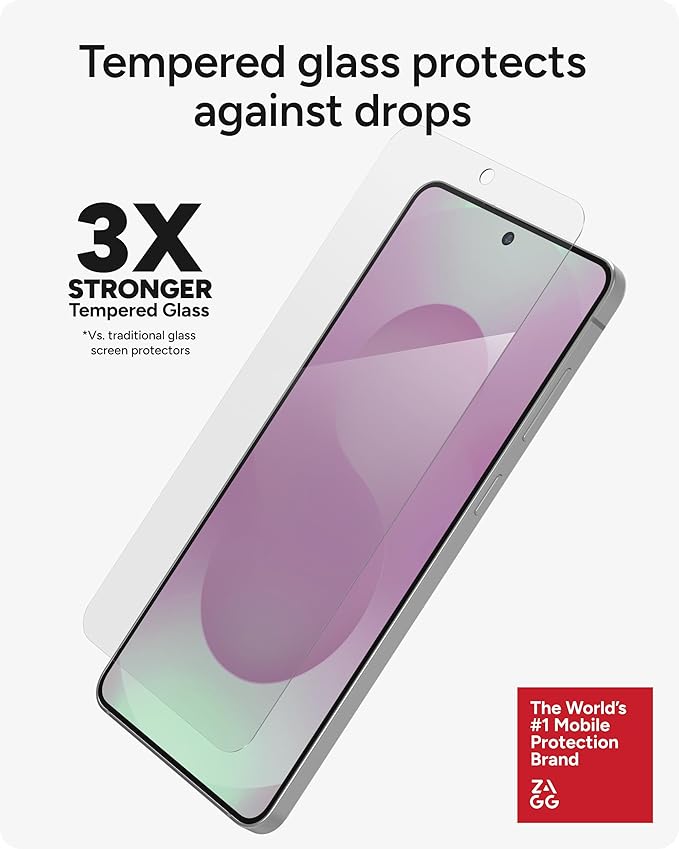 ZAGG Glass+ Samsung Galaxy S25 Edge Screen Protector – Extreme Impact &amp Shatter Protection Scratch-Resistant Smudge-Resistant Fingerprint Scanner Compatible InvisibleShield Easy Installation