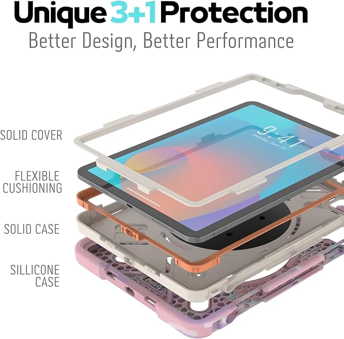 Pepkoo Triple Shockproof Case for iPad Air 5th/4th Generation 10.9 inch 2022/2020 and iPad Pro 11 Case Kids Boy Girl Cover with Kickstand Shoulder Strap (M-Pink)