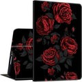 for iPad Pro 13 Inch Case M4 2024 7th Generation for Women Men PU Leather Slim Lightweight Folio Kickstand Multi-Angle Stand Smart Protection Shell Cover with Auto Wake/SleepRed Roses