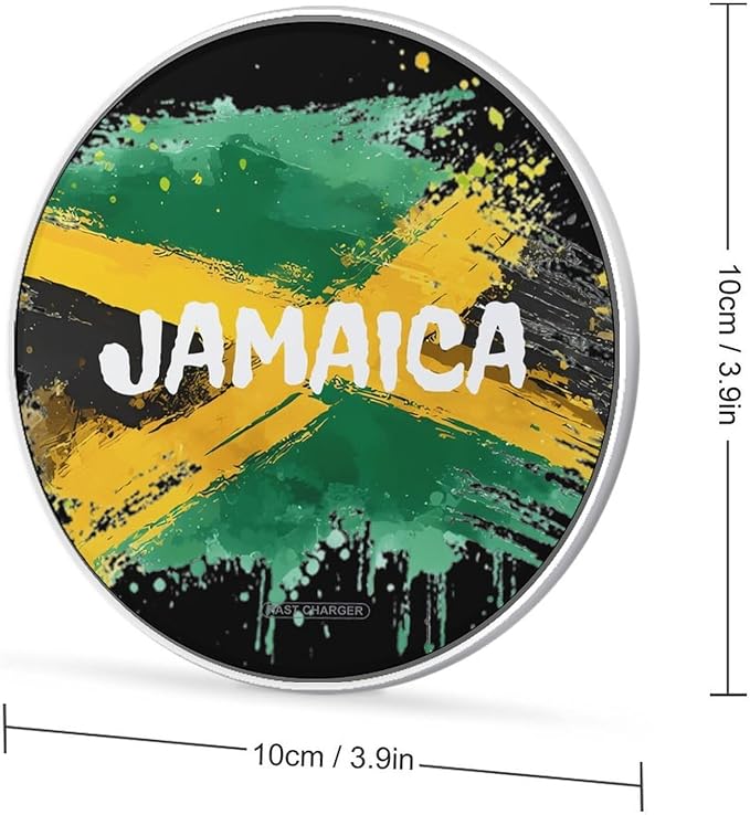 Jamaica Jamaican Flag Fast Portable Charger 10W Funny Graphic Phone Charging Pad with USB Cable