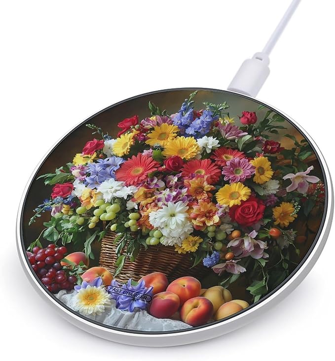 Bouquet Flower Fruits Wireless Charger Anti-Slip Wireless Charging Pad Slim Charger Mat for Men Women