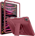 Soke Case for iPad Pro 12.9 Inch 6th/5th/4th Generation(2022/2021/2020 Release) Rugged Shockproof Protective Cover with Built-in Kickstand for Apple iPad Pro 12.9 - Dark Red