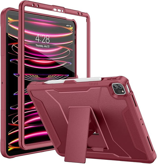 Soke Case for iPad Pro 12.9 Inch 6th/5th/4th Generation(2022/2021/2020 Release) Rugged Shockproof Protective Cover with Built-in Kickstand for Apple iPad Pro 12.9 - Dark Red