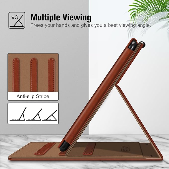 Fintie Case for All-New Amazon Fire HD 10 Tablet (13th/11th Generation 2023/2021 Release) - Multi-Angle Stand Cover with Pocket Auto Wake/Sleep Vintage Brown