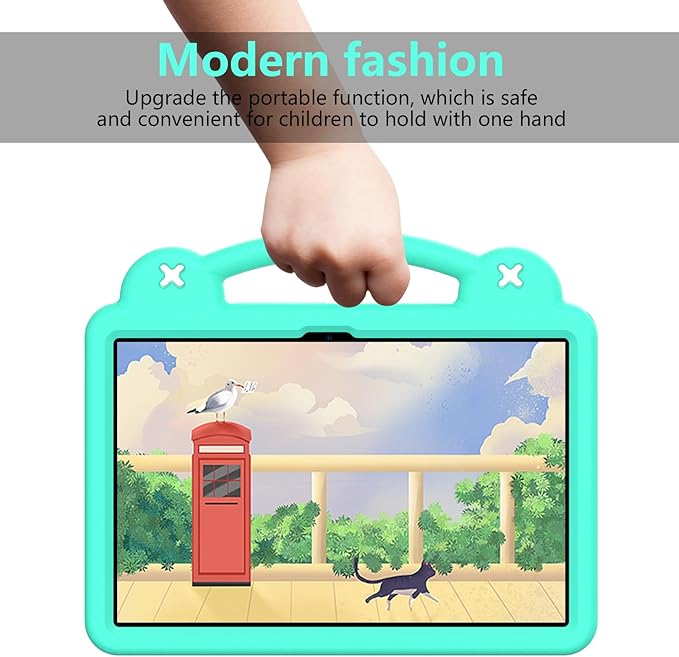 Compatible with Apple iPad Pro 12.9(2018/2020/2021/2022)/Pro 13(2024)/Air 13(2024) Tablet Case Lightweight Shockproof Protective Case with Shoulder Strap &amp Stand Handle &amp Pen Tray Mint Green